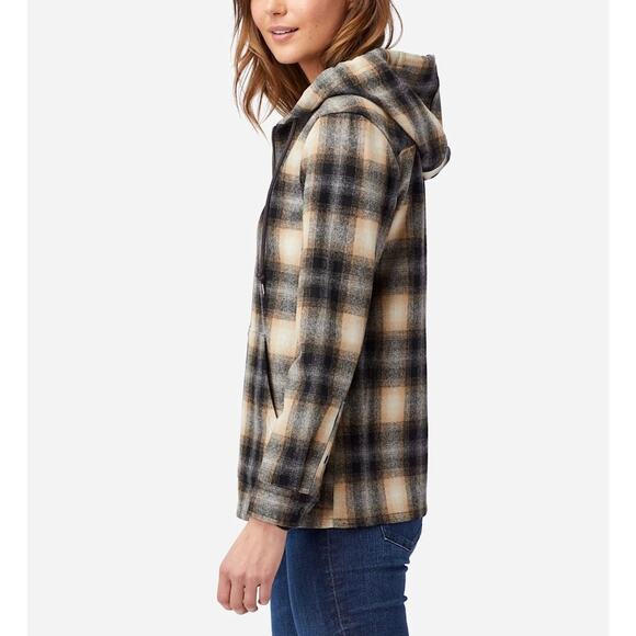 PENDLETON Boyfriend Wool Zip Hoodie Womens Small Cream Blue Pink Plaid Hooded - Picture 4 of 15